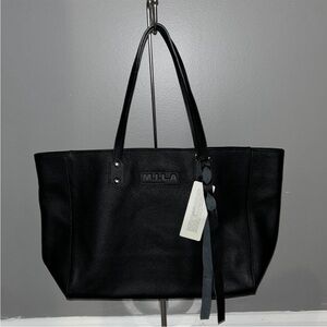 M.I.L.A. Luxe Genuine Leather Double Strap Tote Bag NWOT